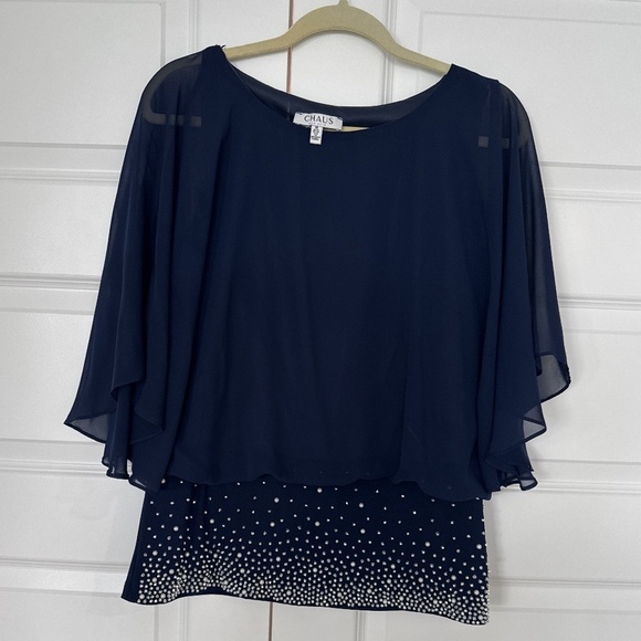 Chaus Tops - Chaus bejeweled lightweight blouse -Size M